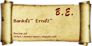 Bankó Ernő névjegykártya